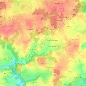 Topografische kaart Catillez, hoogte, reliëf