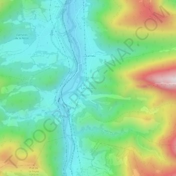 Topografische kaart Las Sosses, hoogte, reliëf
