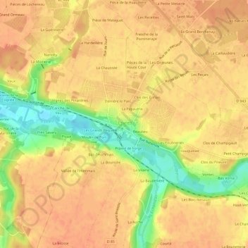 Topografische kaart Le Bourg, hoogte, reliëf