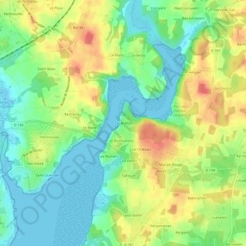 Topografische kaart Tal ar Mor, hoogte, reliëf