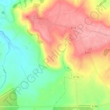 Topografische kaart Les Boulaies, hoogte, reliëf