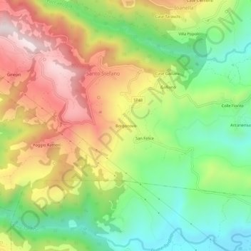 Topografische kaart Borgonovo, hoogte, reliëf