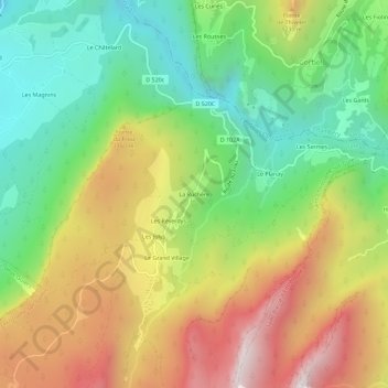 Topografische kaart La Ruchère, hoogte, reliëf