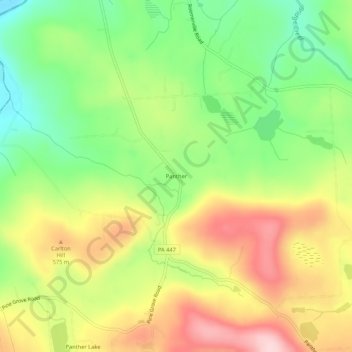 Topografische kaart Panther, hoogte, reliëf