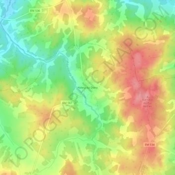 Topografische kaart Aldeia da Dona, hoogte, reliëf