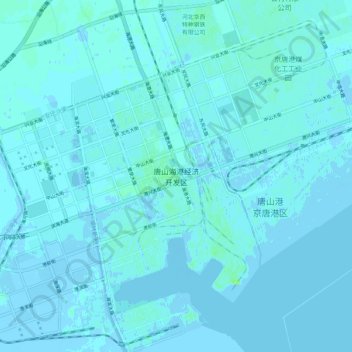 Topografische kaart 唐山海港经济开发区, hoogte, reliëf