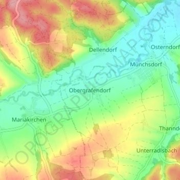 Topografische kaart Obergrafendorf, hoogte, reliëf