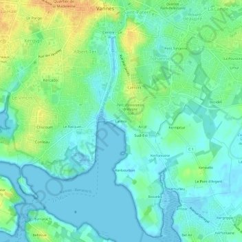 Topografische kaart Larmor, hoogte, reliëf
