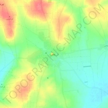 Topografische kaart تل رفعت, hoogte, reliëf