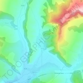 Topografische kaart Bâra, hoogte, reliëf