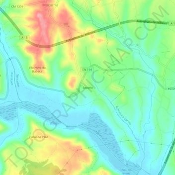 Topografische kaart Secorio, hoogte, reliëf