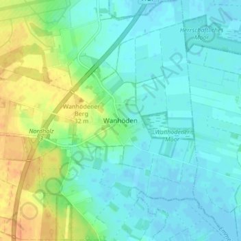 Topografische kaart Wanhöden, hoogte, reliëf
