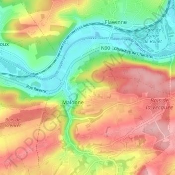 Topografische kaart Les Tris, hoogte, reliëf