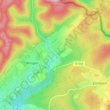 Topografische kaart Petit Wingen, hoogte, reliëf