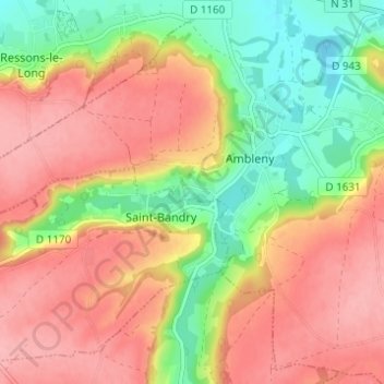 Topografische kaart Le Rollet, hoogte, reliëf