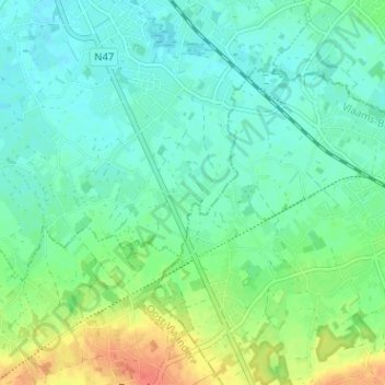 Topografische kaart 't Zonneken, hoogte, reliëf