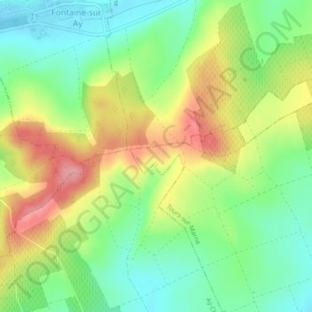 Topografische kaart Les Coulomiers, hoogte, reliëf