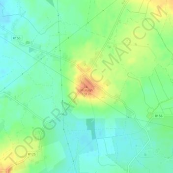 Topografische kaart Mullagh, hoogte, reliëf