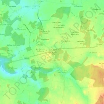 Topografische kaart La Chênaie, hoogte, reliëf