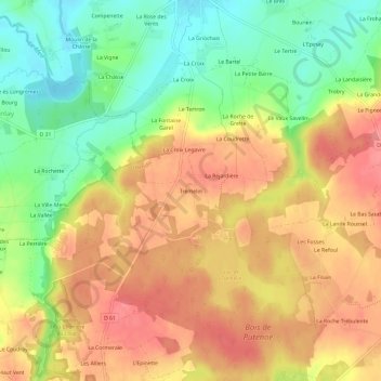 Topografische kaart Trémelin, hoogte, reliëf
