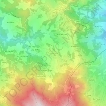 Topografische kaart Piamaggio, hoogte, reliëf
