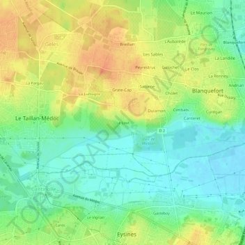 Topografische kaart Le Lout, hoogte, reliëf
