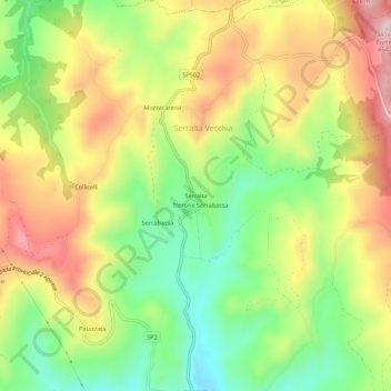 Topografische kaart Serralta, hoogte, reliëf