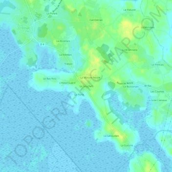 Topografische kaart Le Souchet, hoogte, reliëf