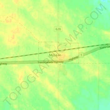 Topografische kaart McLean, hoogte, reliëf