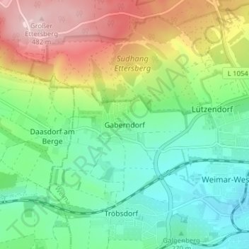 Topografische kaart Gaberndorf, hoogte, reliëf