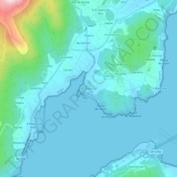 Topografische kaart Broña, hoogte, reliëf