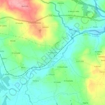 Topografische kaart Portopulgo, hoogte, reliëf
