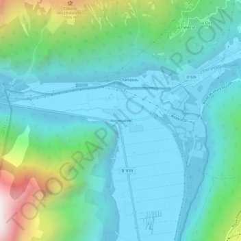 Topografische kaart Rochetaillée, hoogte, reliëf
