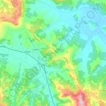 Topografische kaart Bionzo, hoogte, reliëf