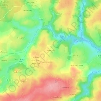 Topografische kaart Le Rechat, hoogte, reliëf