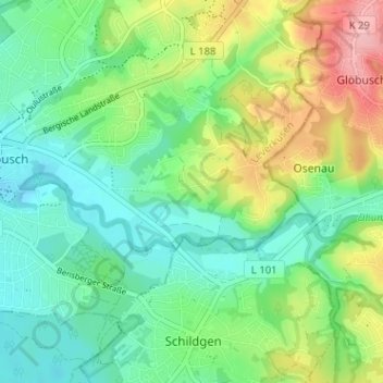 Topografische kaart Edelrath, hoogte, reliëf