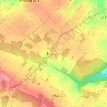 Topografische kaart Favrieux, hoogte, reliëf