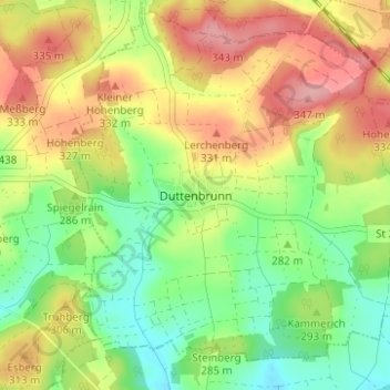 Topografische kaart Duttenbrunn, hoogte, reliëf