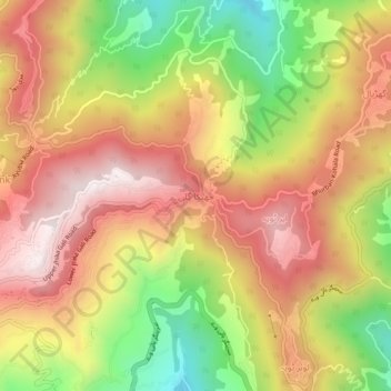 Topografische kaart جھیکا گلی, hoogte, reliëf