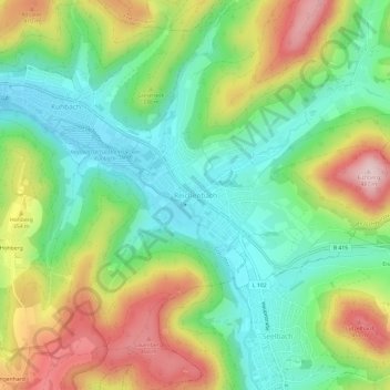 Topografische kaart Reichenbach, hoogte, reliëf