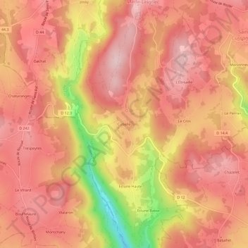 Topografische kaart Cubelle, hoogte, reliëf