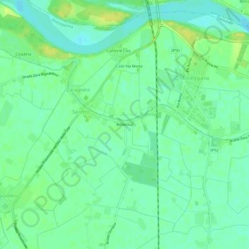 Topografische kaart Bellarosa, hoogte, reliëf