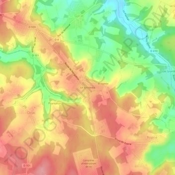 Topografische kaart Le Boisseau, hoogte, reliëf
