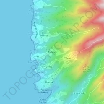 Topografische kaart Matone, hoogte, reliëf