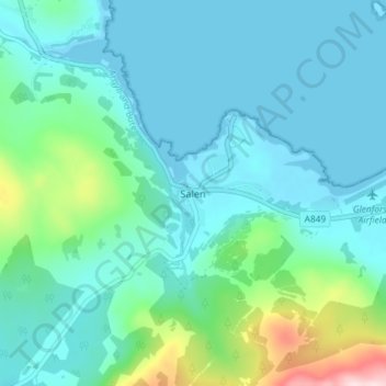 Topografische kaart Salen, hoogte, reliëf