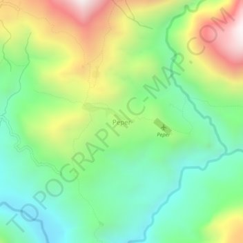Topografische kaart Peper, hoogte, reliëf