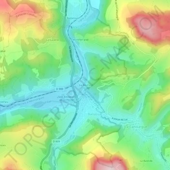Topografische kaart La Mothe, hoogte, reliëf