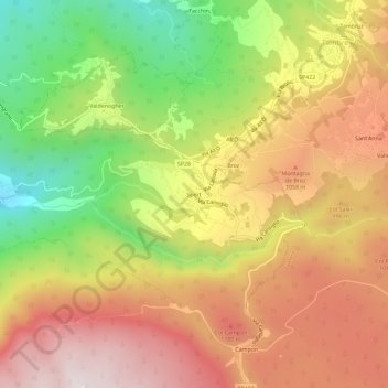 Topografische kaart Spert, hoogte, reliëf