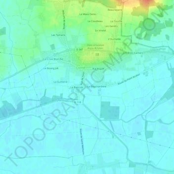 Topografische kaart Grasseval, hoogte, reliëf