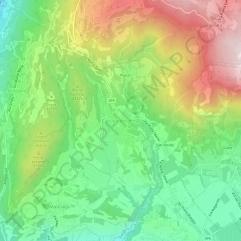 Topografische kaart Castion Veronese, hoogte, reliëf